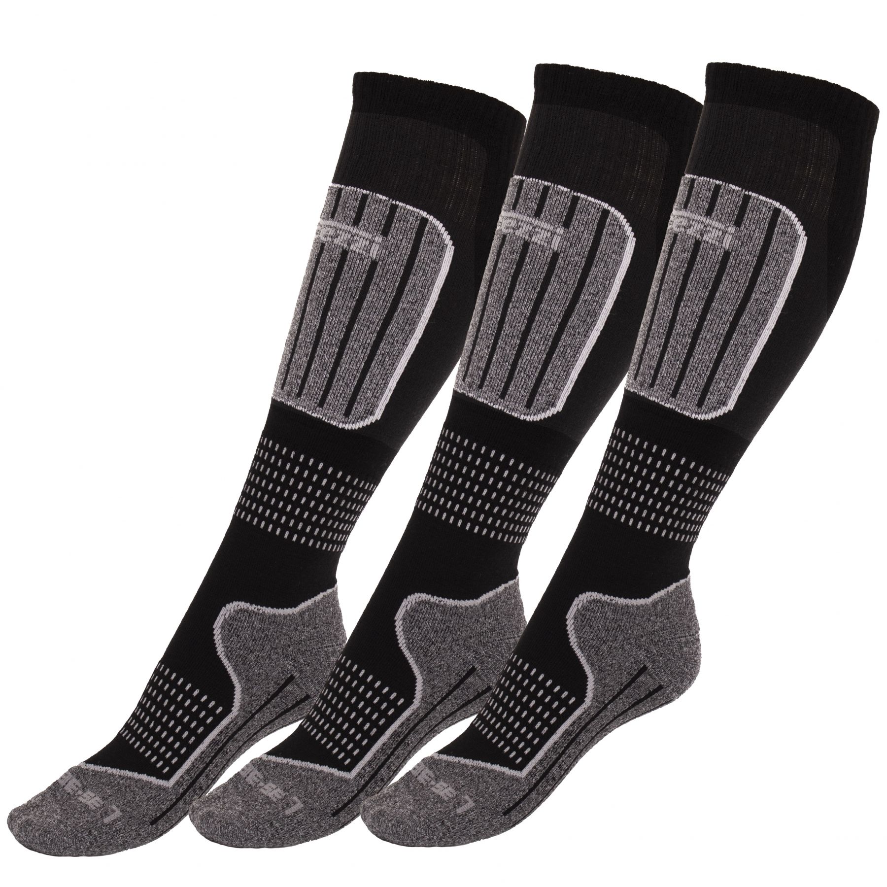 Accezzi Merino 20 chaussettes de ski, 3 paires, noir