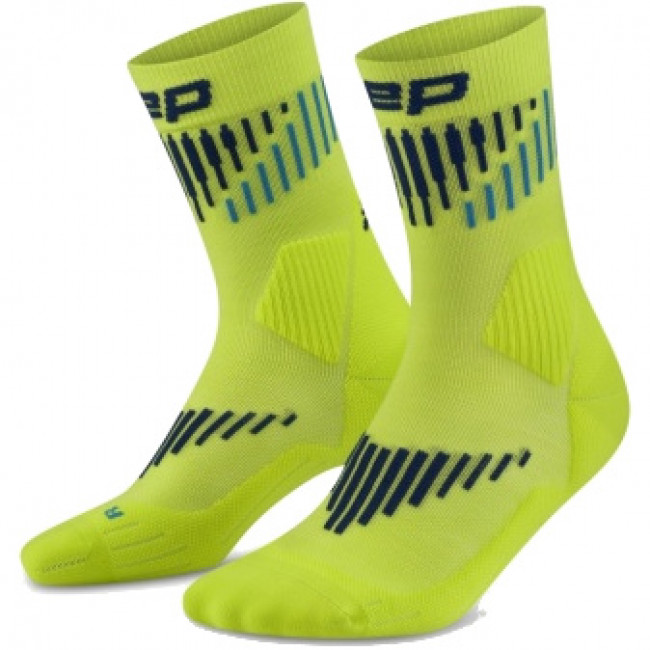 CEP Core Run Merino Socks Mid Cut 3.0, chaussettes de running, homme, jaune
