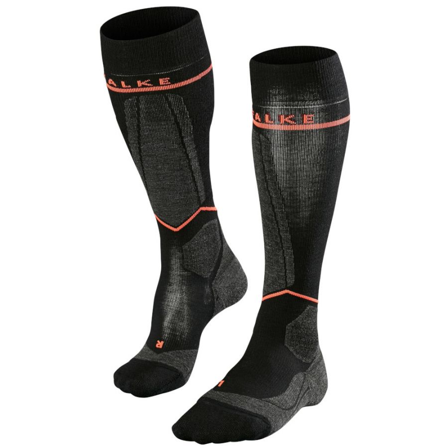 Falke SK Energising Chaussettes de ski , femmes, noir/rouge néon