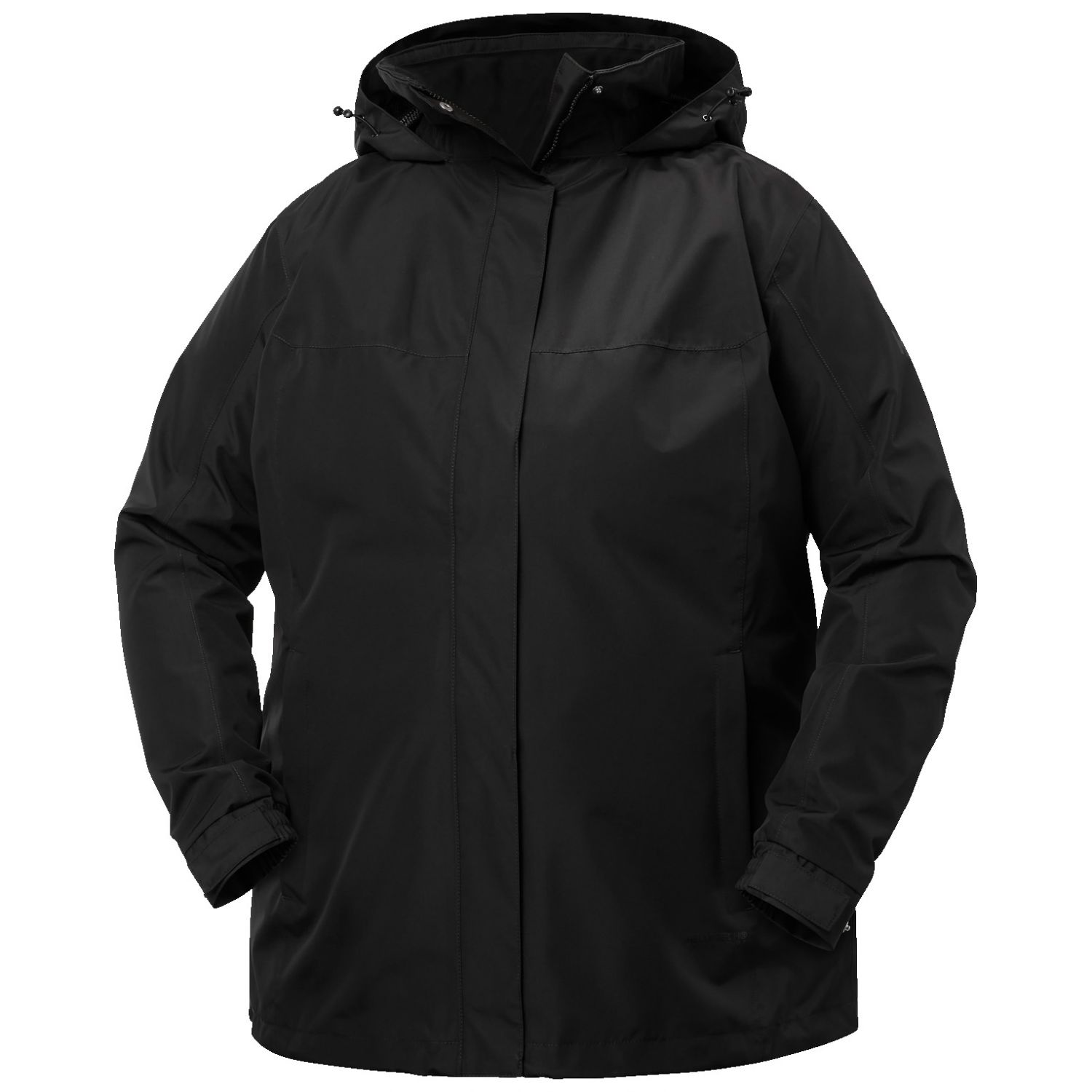 Helly Hansen Aden Plus, veste de pluie, femme, taille plus, noir