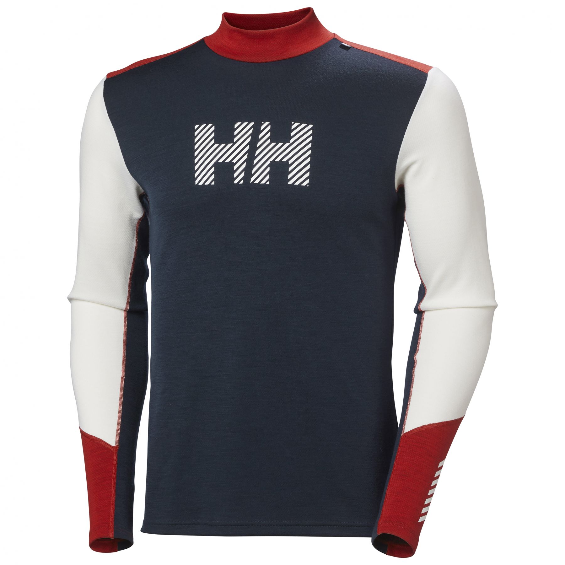 Helly Hansen Lifa Merino Midweight Logo, hommes, bleu foncé/blanc/rouge