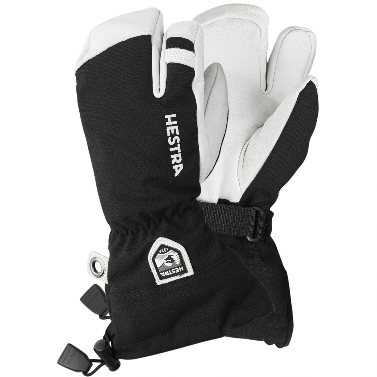 Hestra Army Leather Heli 3 doigts gants de ski, junior, noir