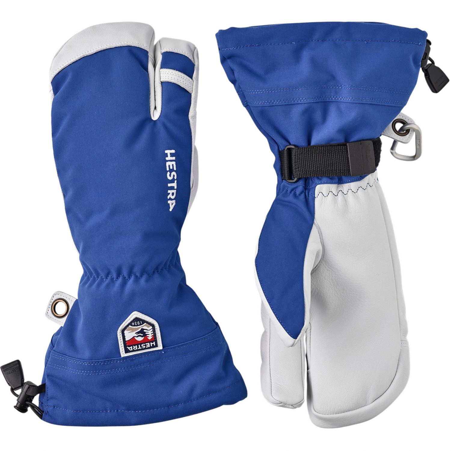 Hestra Army Leather Heli Ski, 3 doigts gants de ski, bleu