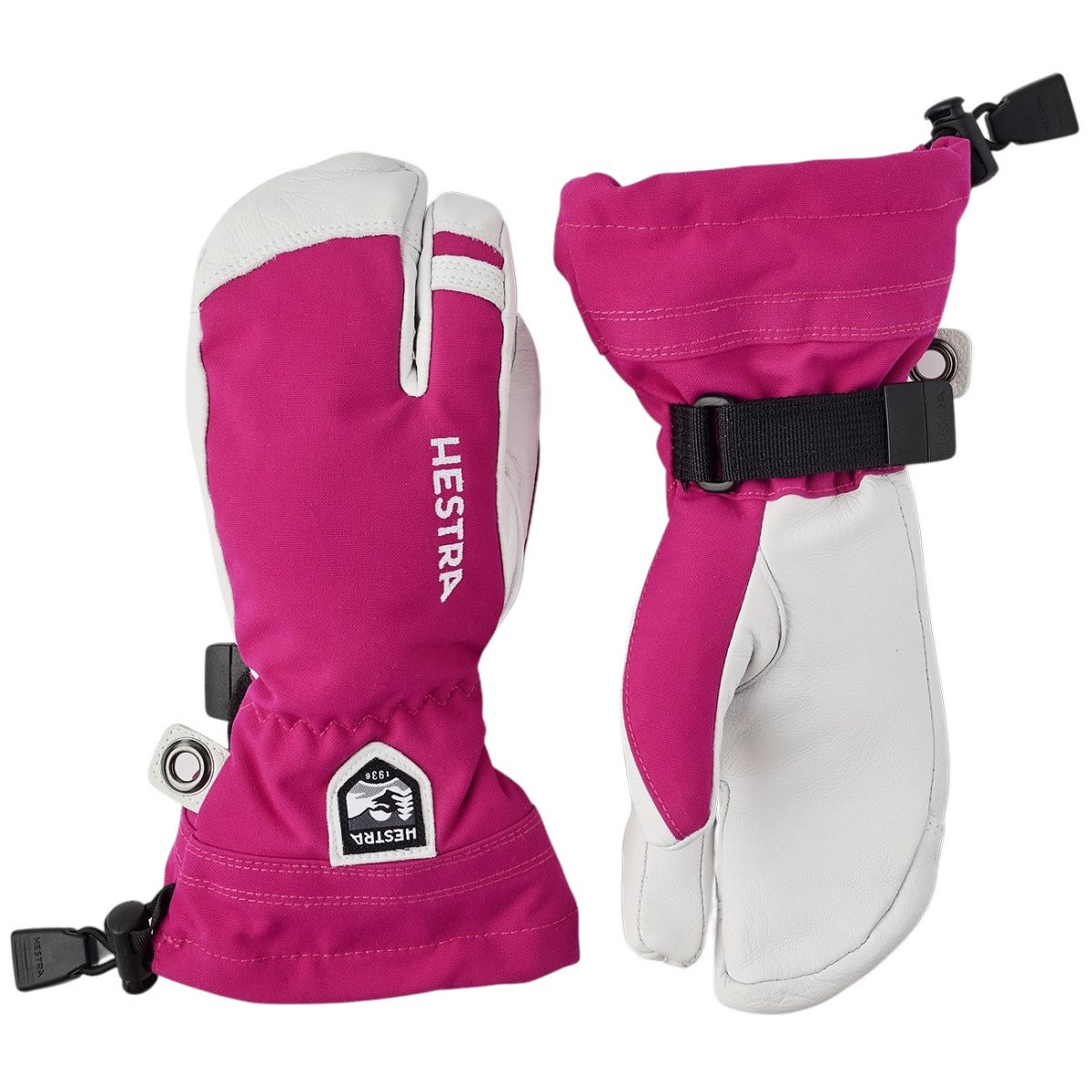 Hestra Army Leather Heli Ski, gants lobster de ski, junior, rose