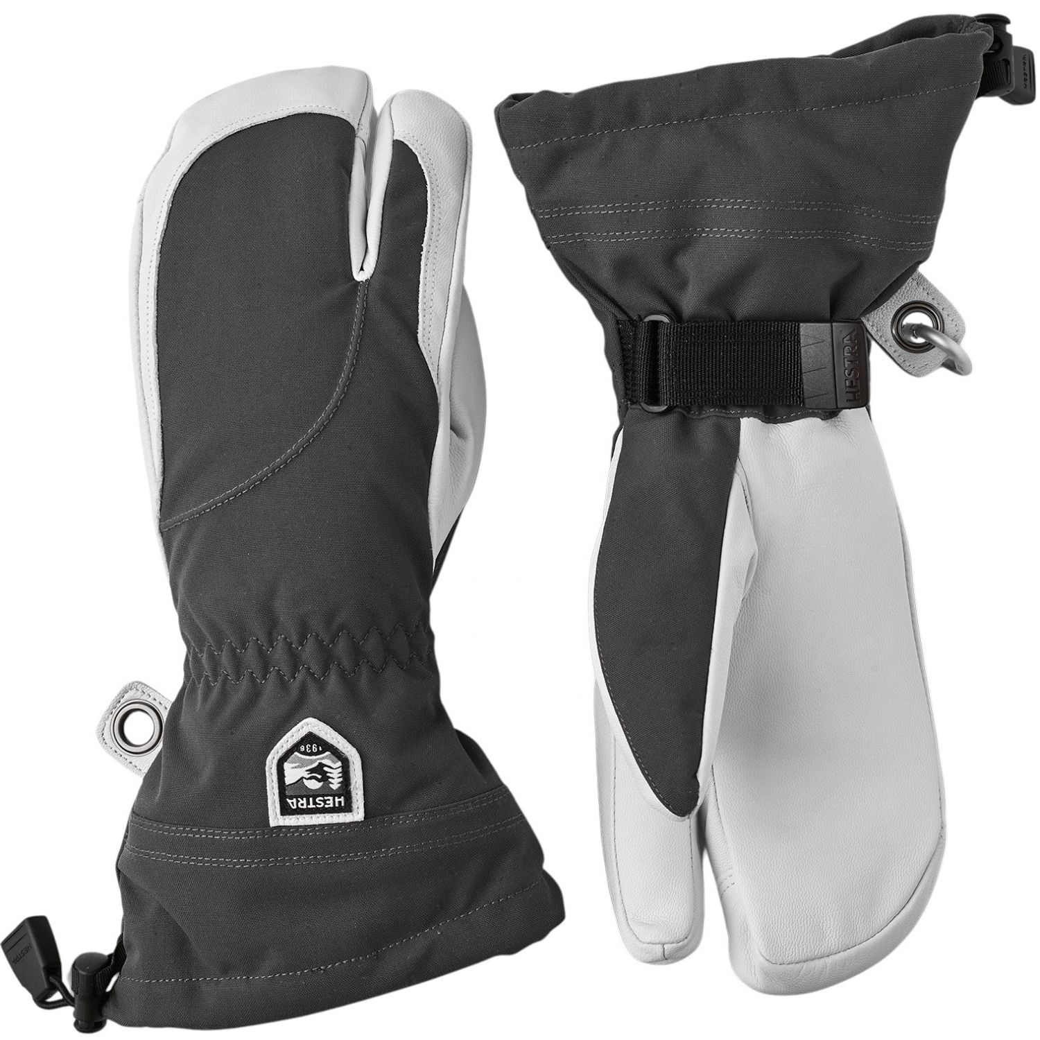 Hestra Heli Ski, 3 doigts gants de ski, femmes, gris/blanc