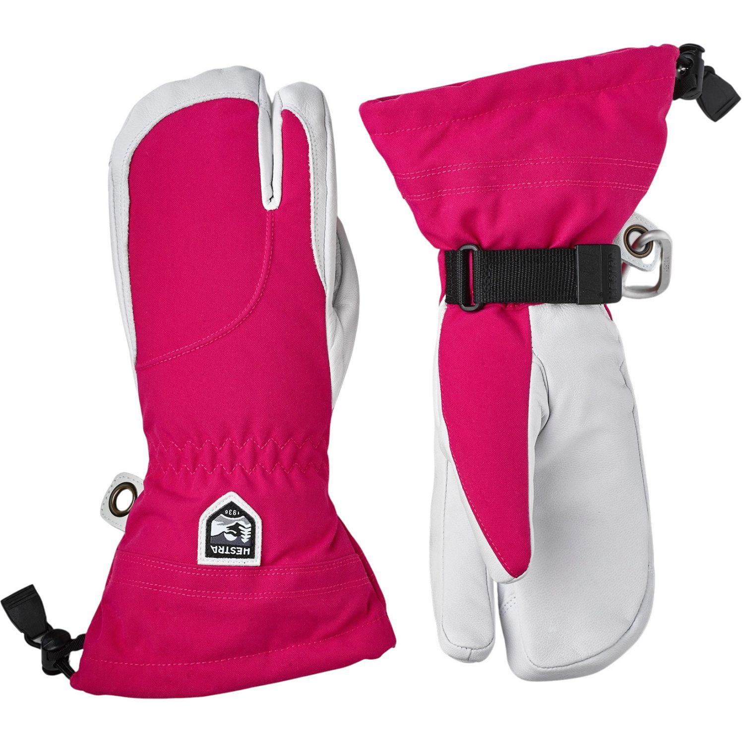 Hestra Heli Ski, 3 doigts gants de ski, femmes, rose/blanc