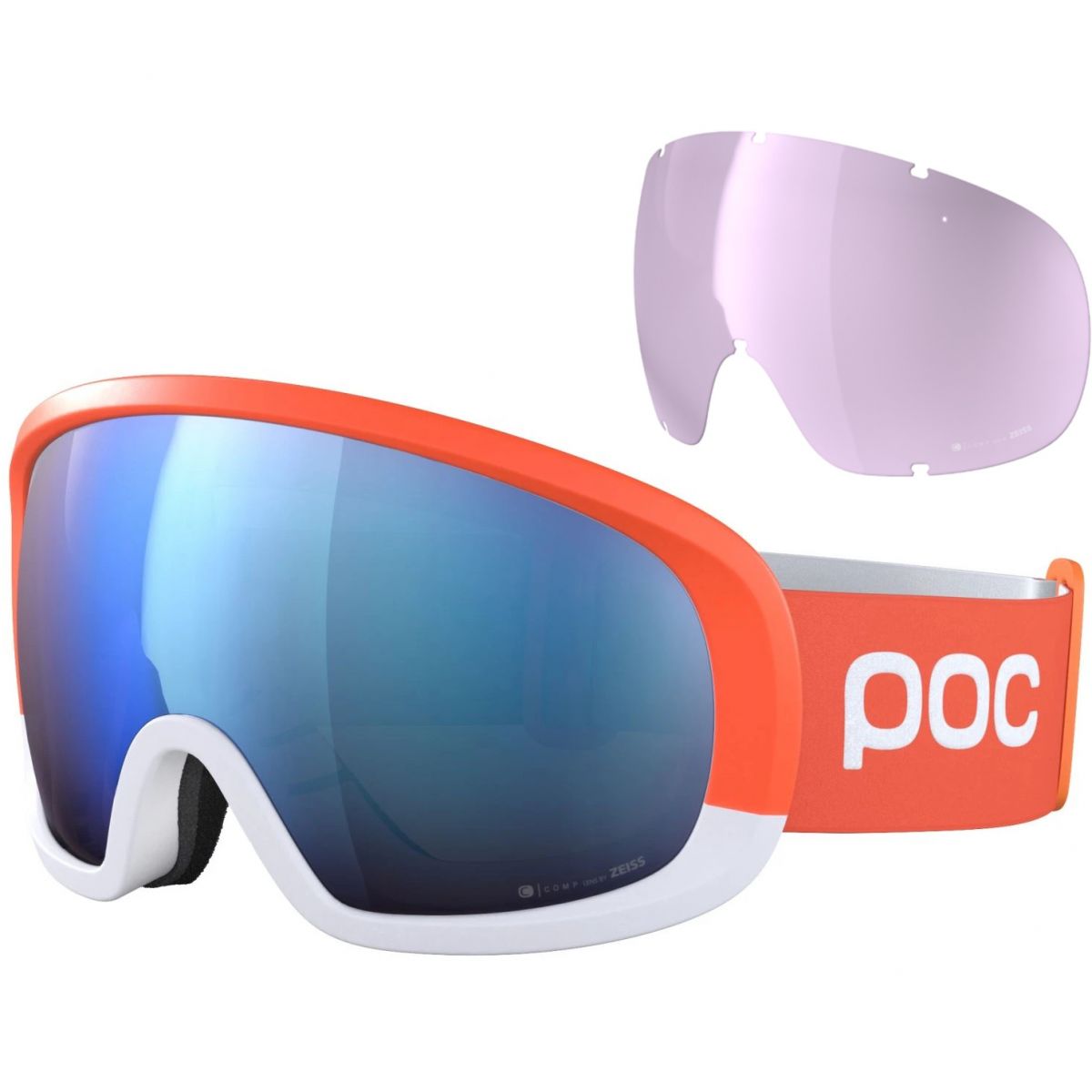 POC Fovea Mid Race, masque de ski, zink orange/hydrogen white