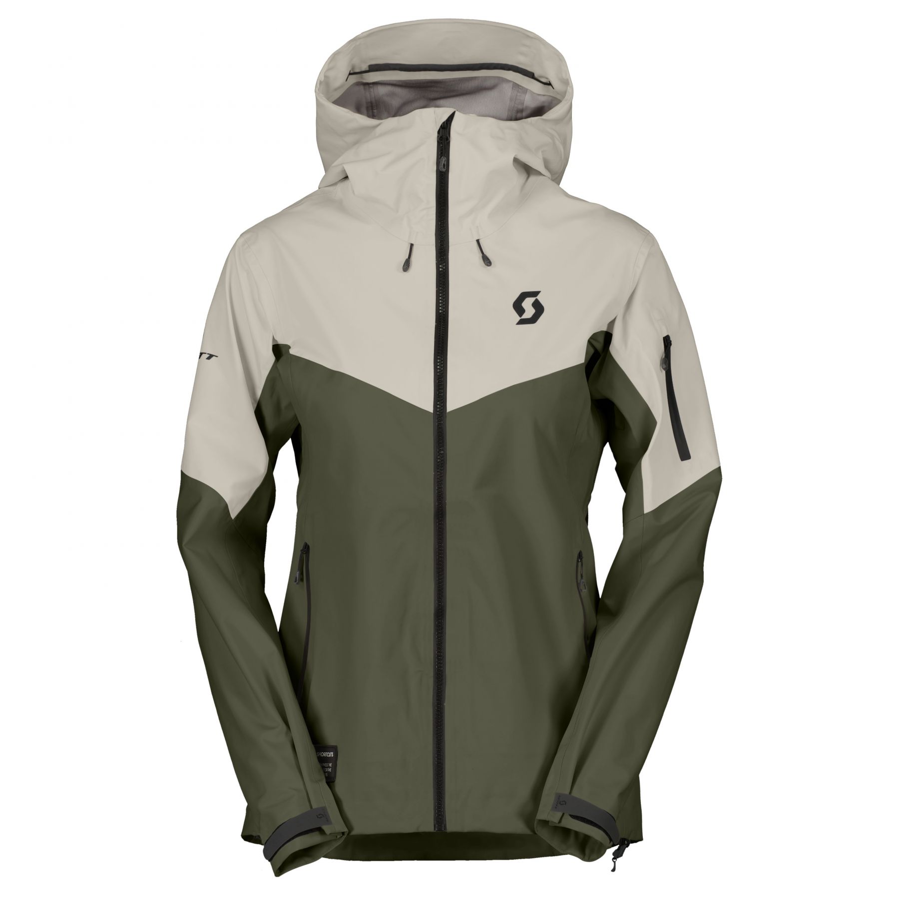 Scott Explorair 3L, veste en coquille, femmes, blanc cassé/vert foncé