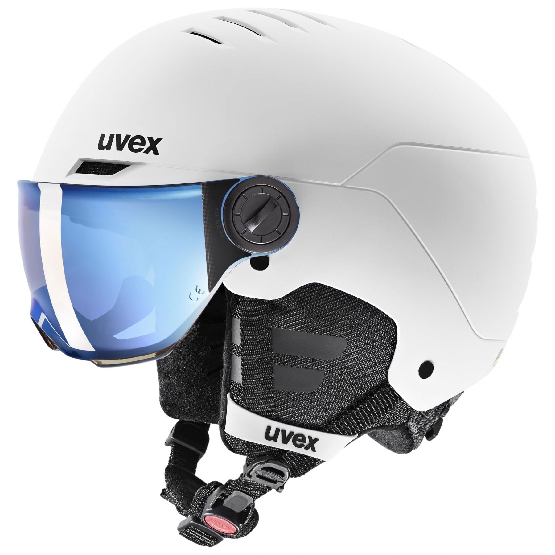 Uvex Rocket JR Visor, casque de ski avec visière, junior, blanc