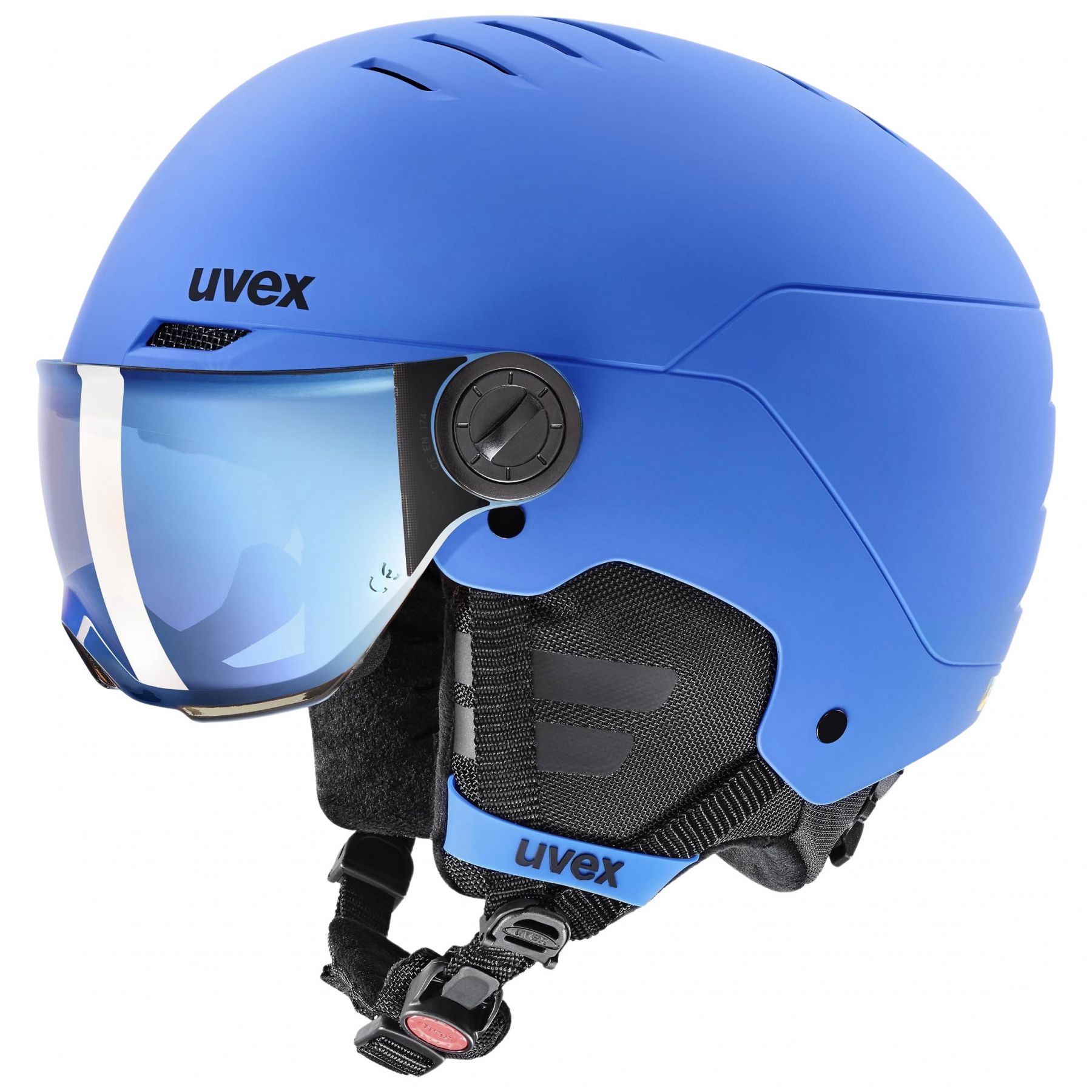 Uvex Rocket JR Visor, casque de ski avec visière, junior, bleu