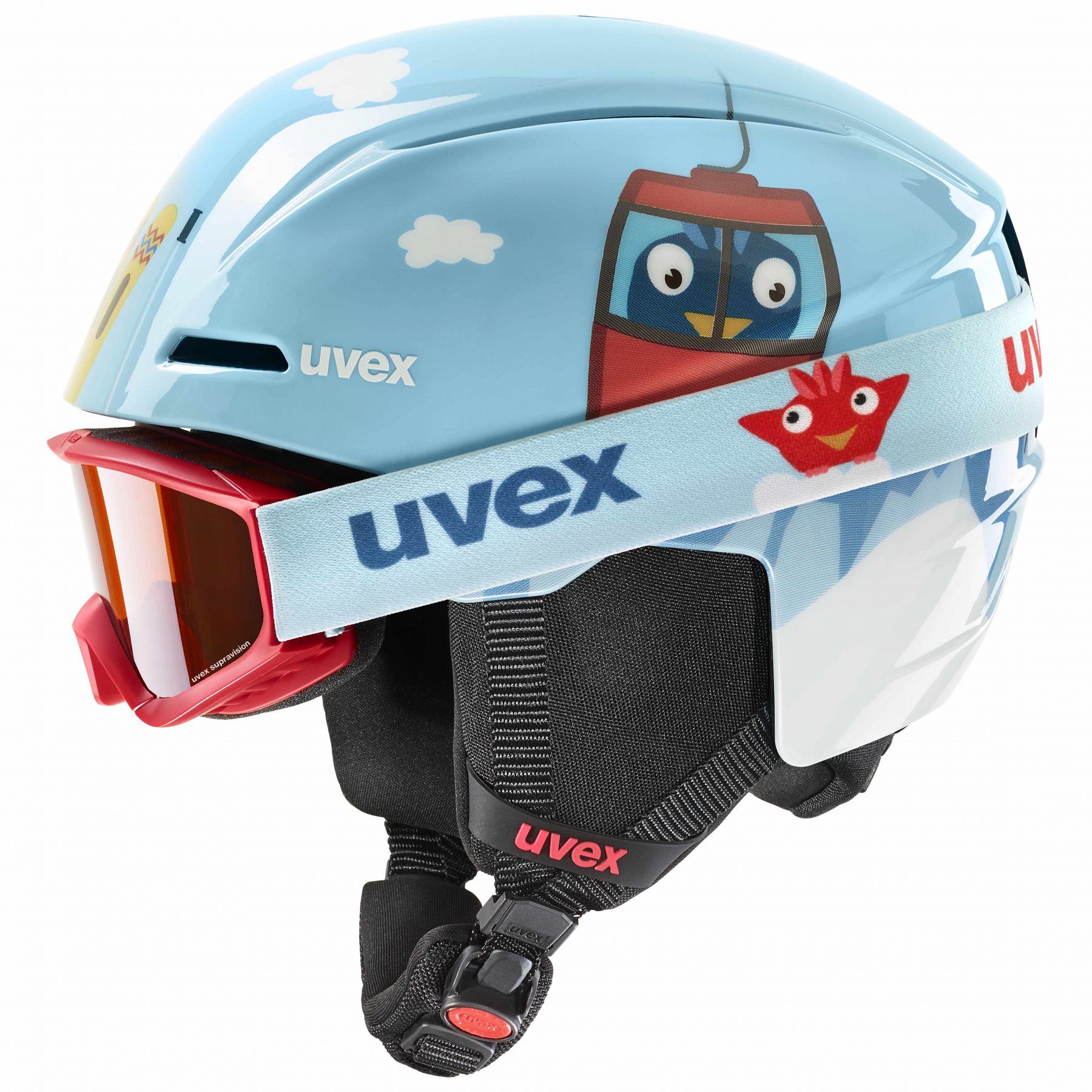 Uvex Viti Set, casque de ski + masque de ski, junior, bleu clair