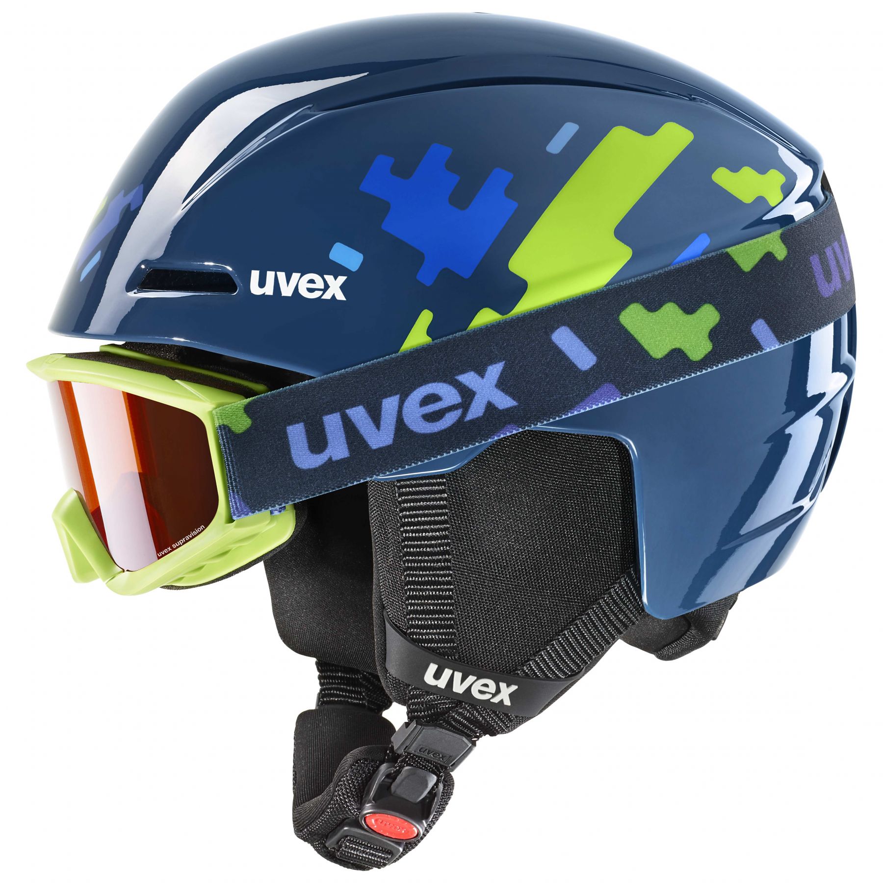 Uvex Viti Set, casque de ski + masque de ski, junior, bleu foncé