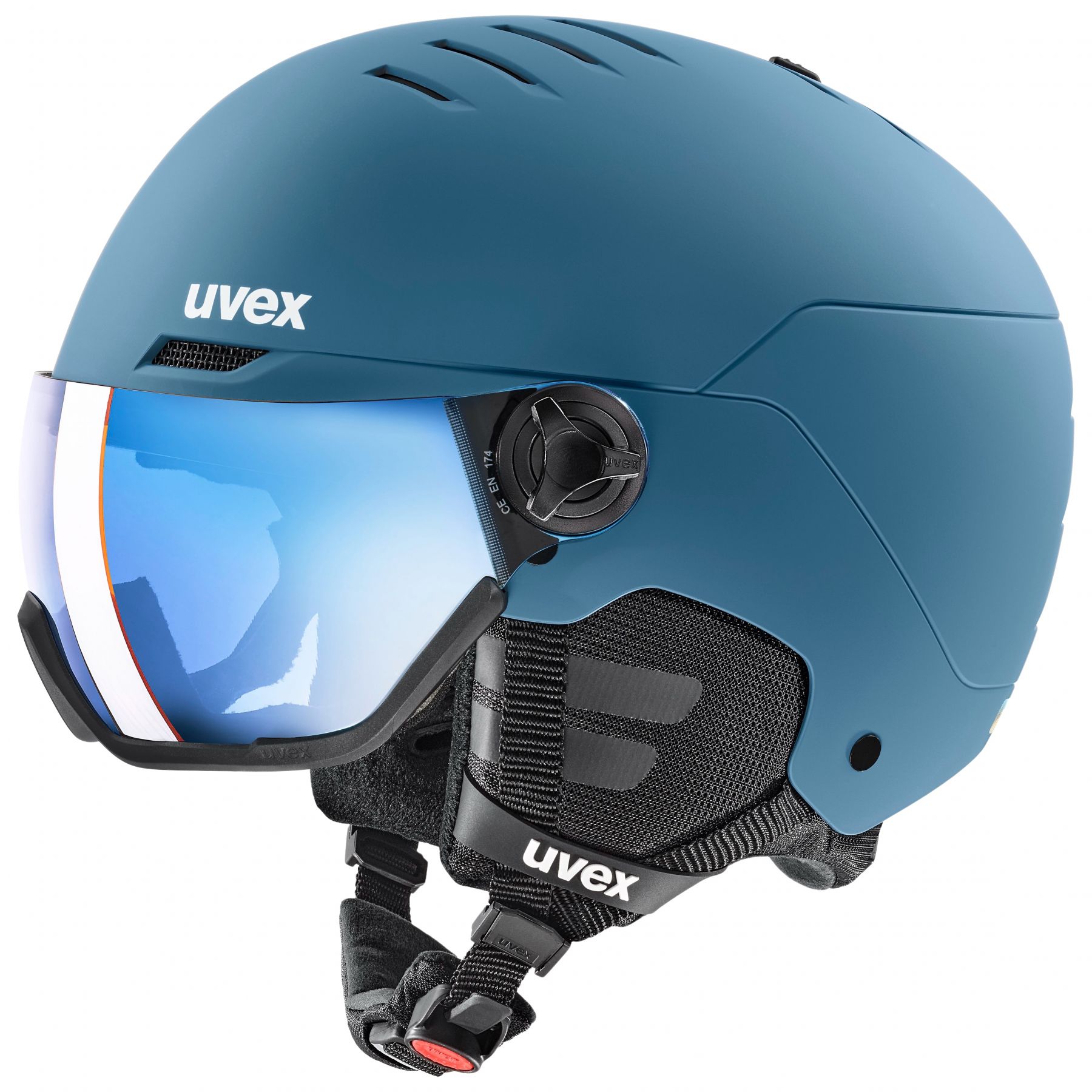 Uvex Wanted Visor, casque de ski à visière, bleu