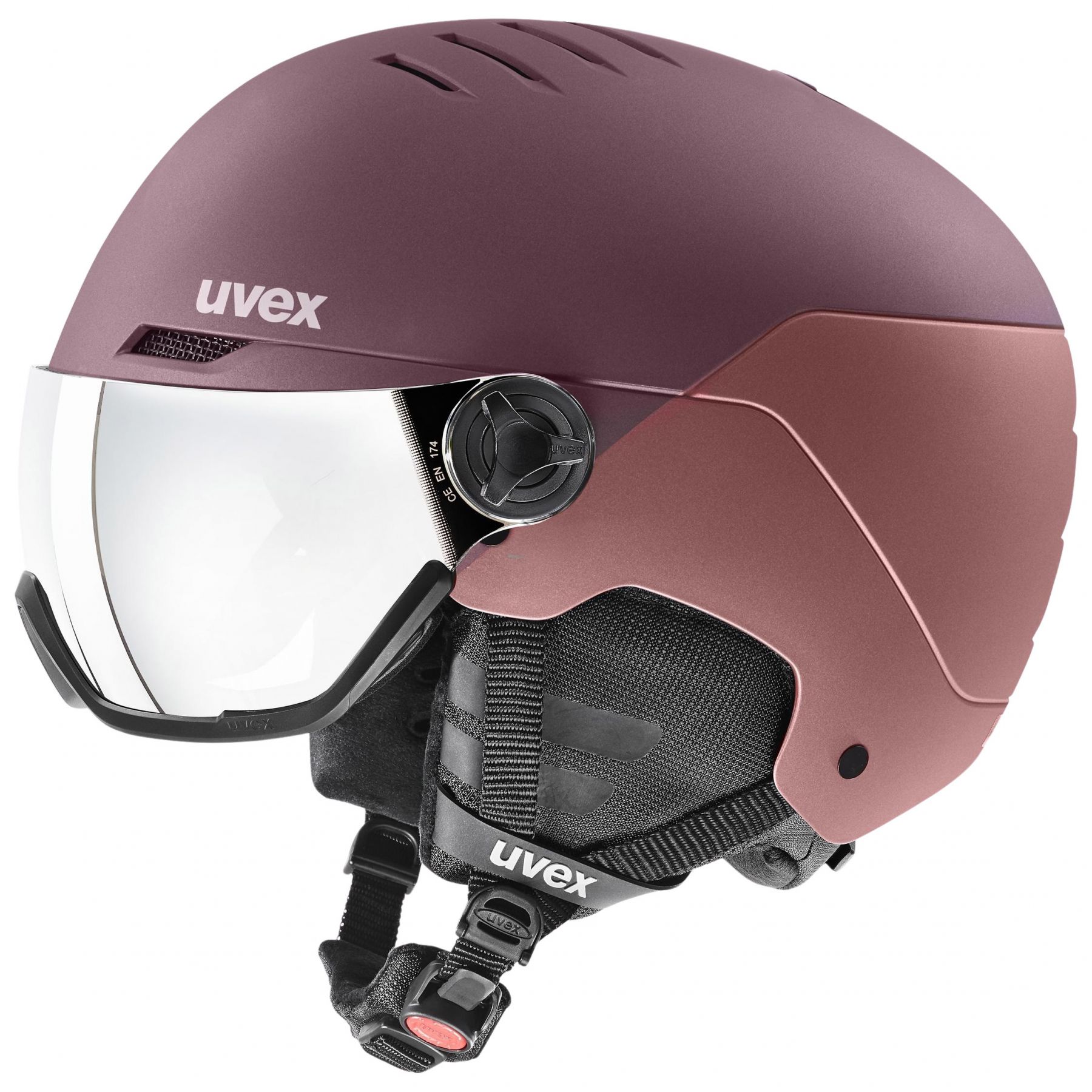 Uvex Wanted Visor, casque de ski avec visière, violet/rose